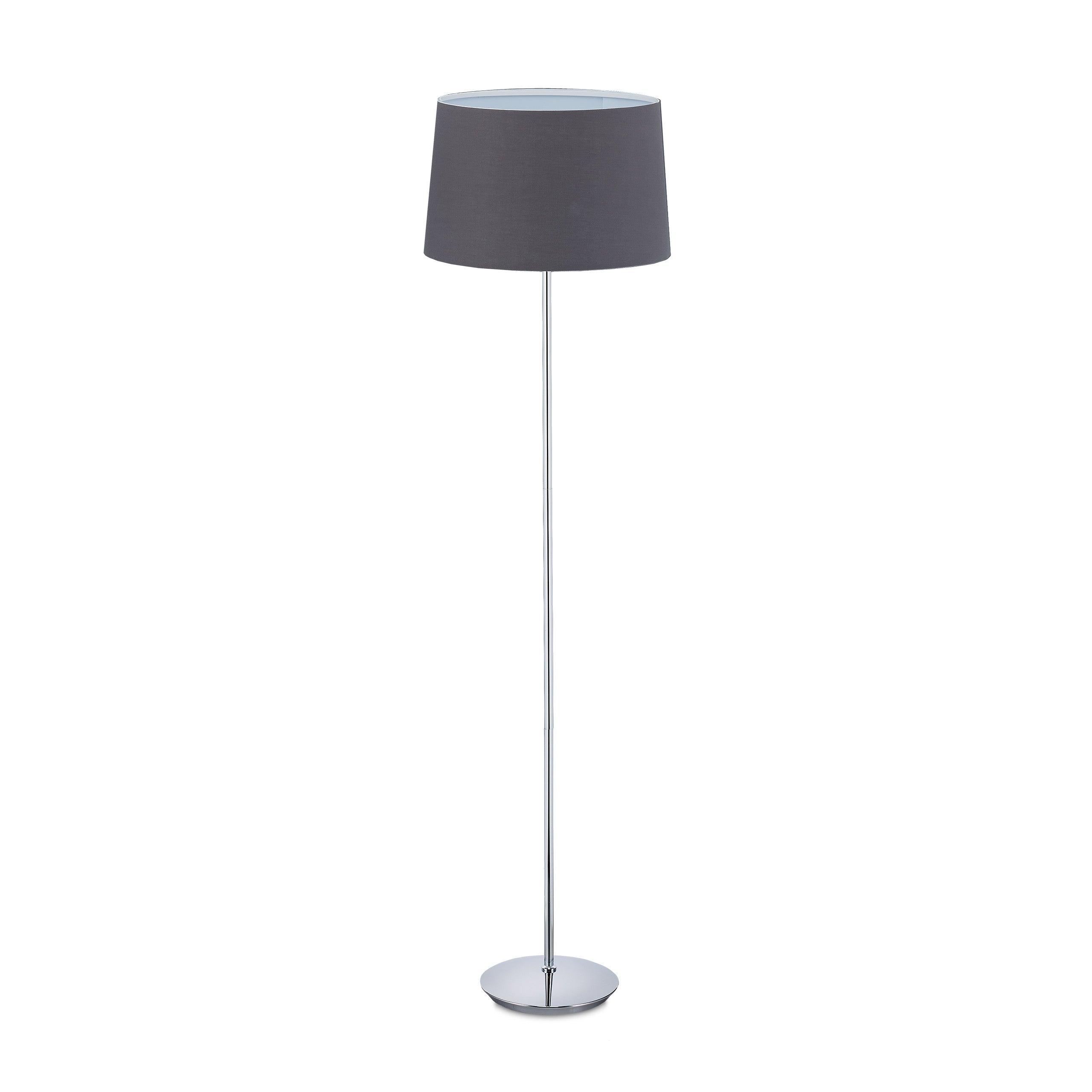 Lampe Sur Pied Relaxdays - Abat-jour Tissu Gris, Pied Chromé - 148 Cm - Salon Chambre E27
