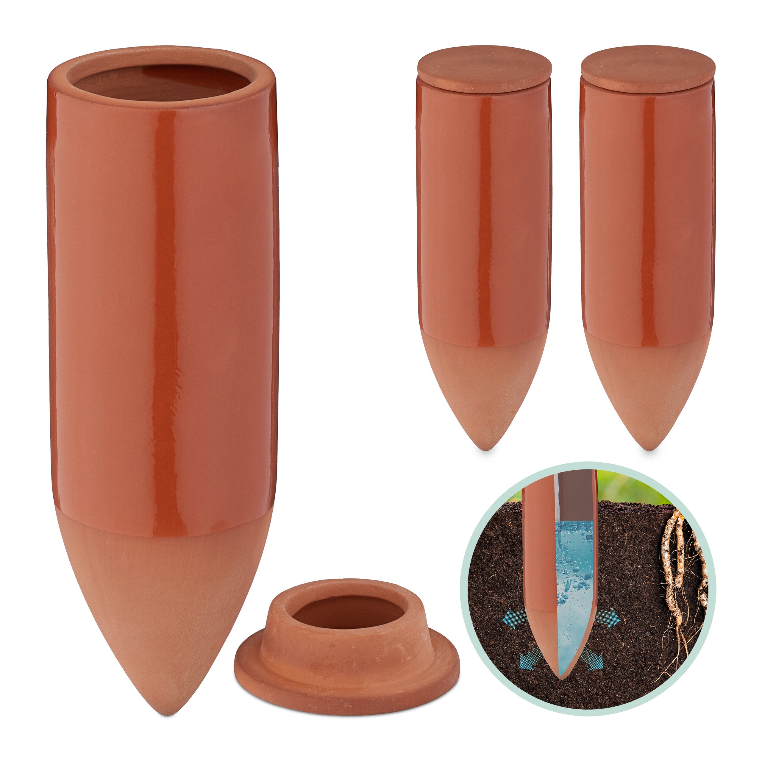Cônes D'arrosage Automatique En Terre Cuite - Lot De 6 Pour Plantes Intérieur/extérieur | 5.5x13.5 Cm