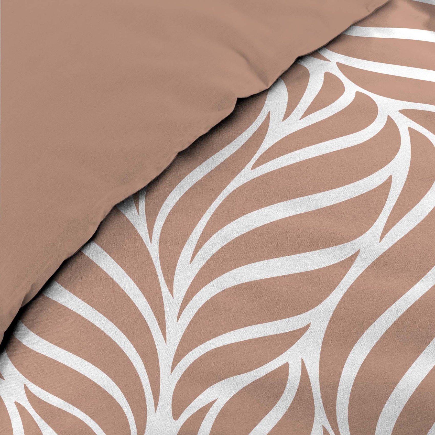 Housse de couette 240 x 220 cm imprimée 57 fils – MORGANE Mocha – 2 taies incluses - 6
