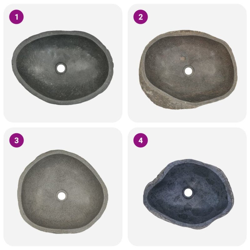 Lavabo en pierre de rivière Ovale (45 53)x(34 41) cm - 3
