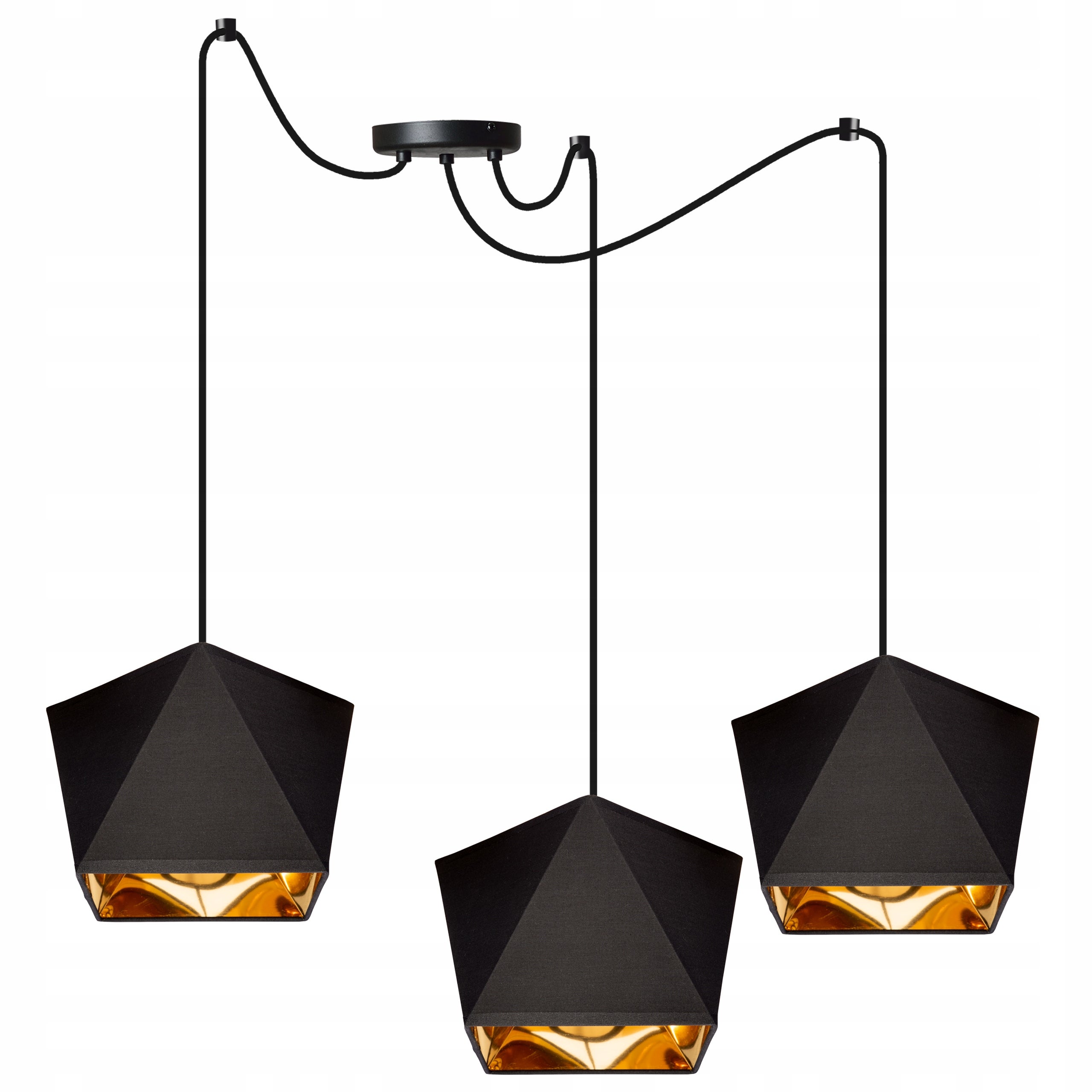 Lampa sufitowa wisząca Spider elegance 3xE27 abażur asymetryczny czarno/złoty Light Home LH