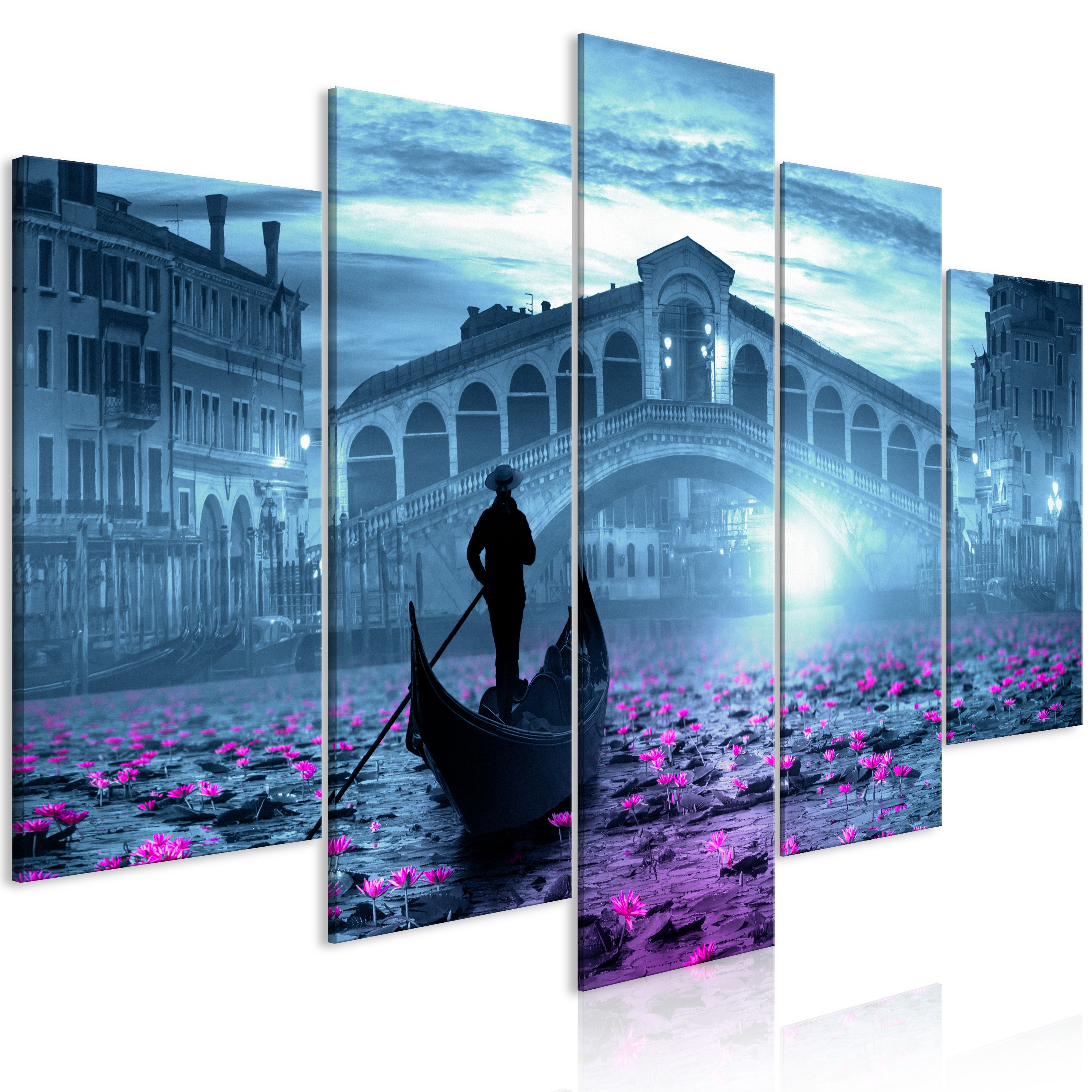 Tableau - Magic Venice (5 Parts) Wide Blue [225x112.5] | Leroy Merlin