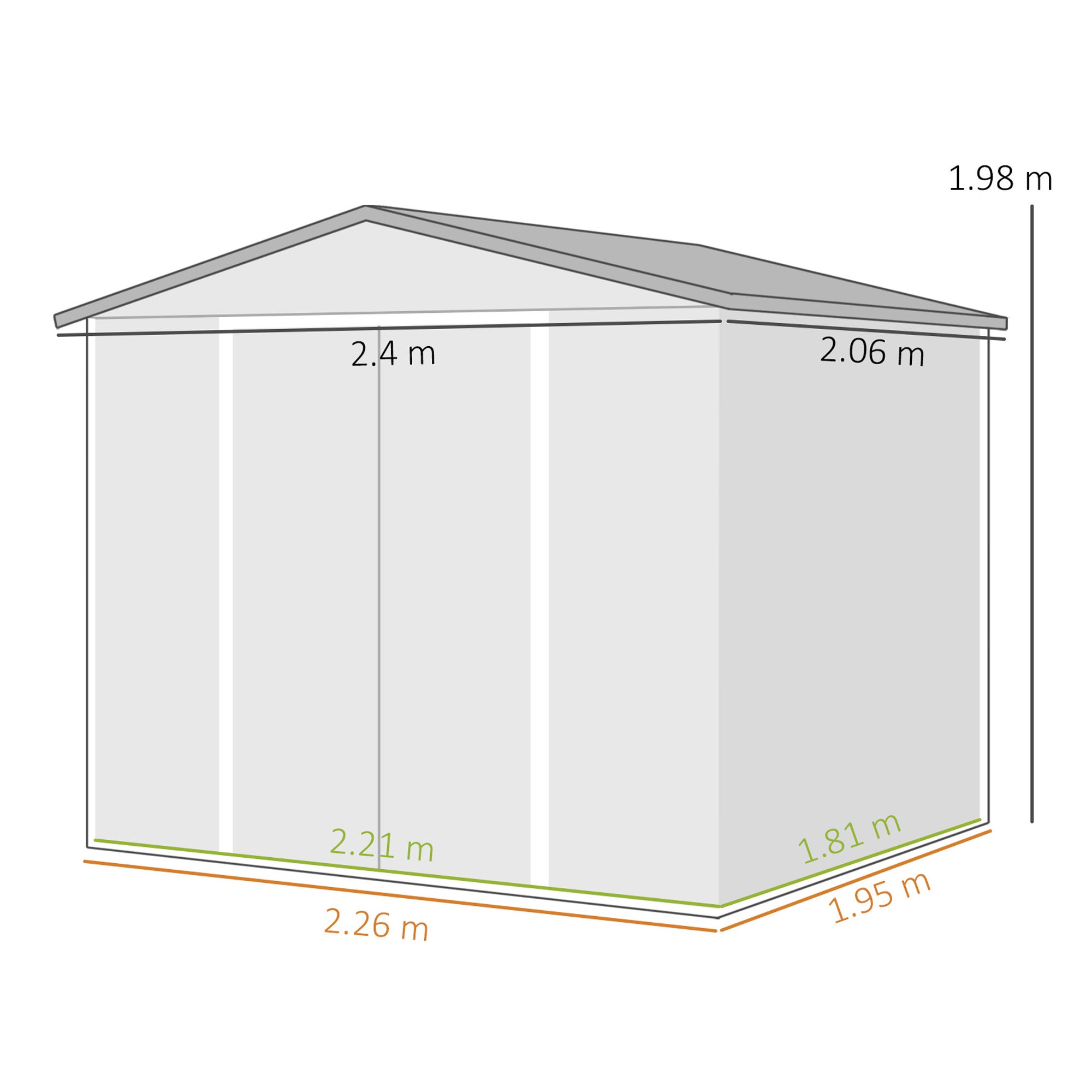Abrigo de Exterior Outsunny Aço Galvanizado Teca 240x206x198 cm - 3
