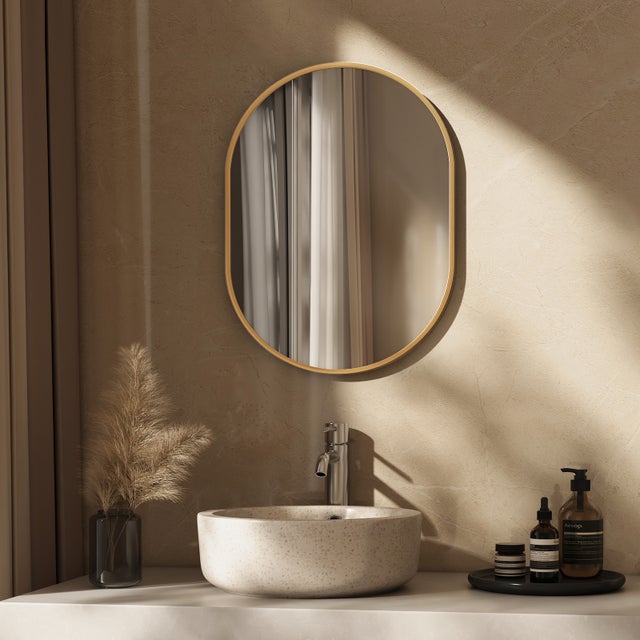 Meuble Salle de Bains 80cm Laqué Blanc et Or Doré 2 Tiroirs - Vasque