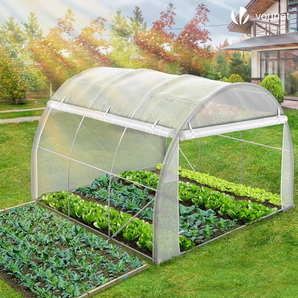 Serre de jardin tunnel Toute Saison 9m² - fenêtres et portes latérales zippées enroulables, barre anti-tempête - VOUNOT® - 3