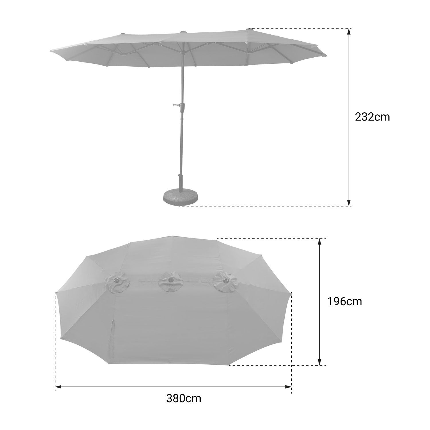 Parasol double 2x4m LINAI beige - 6