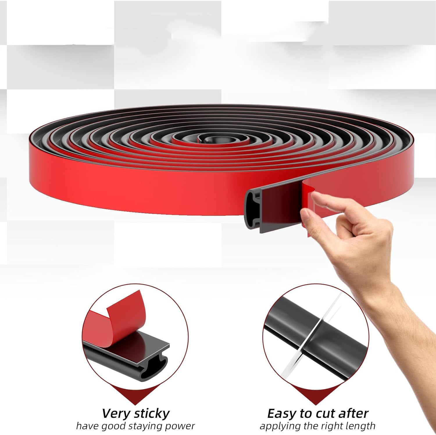 Ruban d'étanchéité de porte auto-adhésif, bande d'étanchéité de joint de porte auto-adhésive coupe-vent et insonorisée, 10*6mm, marron 10M - 5