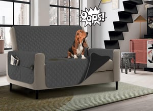 BIANCHERIAWEB Copridivano Trapuntato Antimacchia E Impermeabile – Modello Sofà Double Face Grigio Chiaro/Scuro, 4 Posti