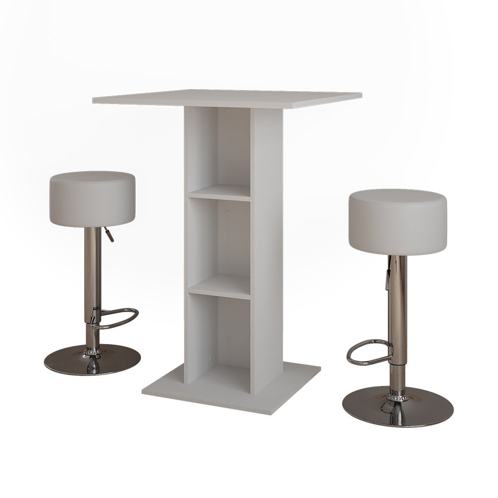 Vicco Zestaw stołu barowego Repose, Biały, 75 x 75 cm z 2 stołkami barowymi