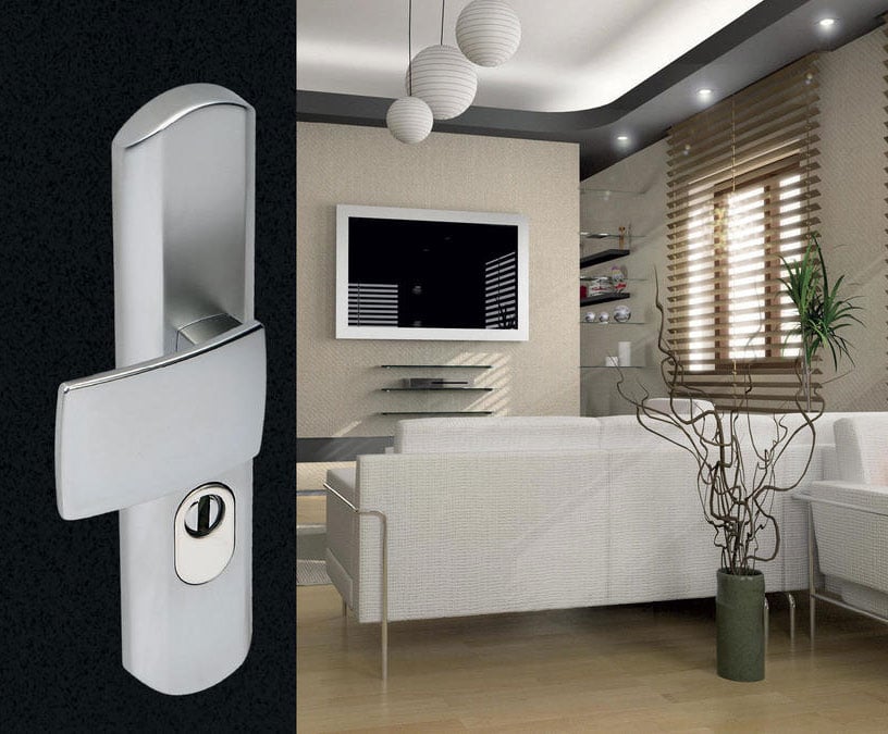 Béquille double sur plaque de sécurité type Muze clé I finition diamant noir - 4