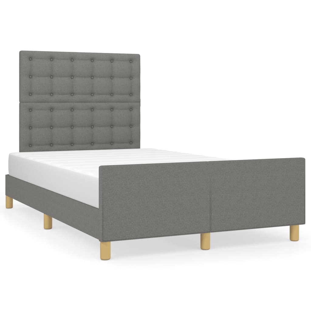 Cadre de lit sans matelas, tissu, gris foncé, pour la chambre, 120 × 200 cm - 2