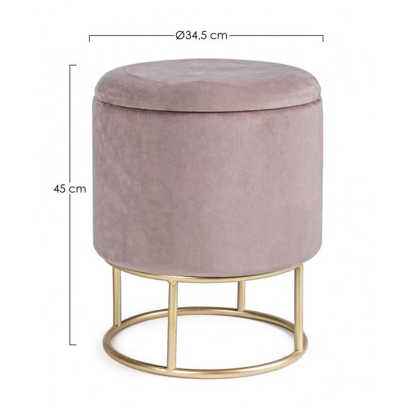Tabouret avec structure en métal doré avec conteneur rose cm 45 h - 2