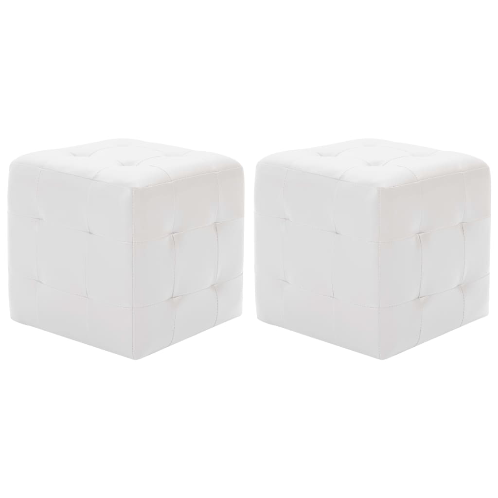 Pufe 2 unidades couro sintético branco 30x30x30 cm - 2