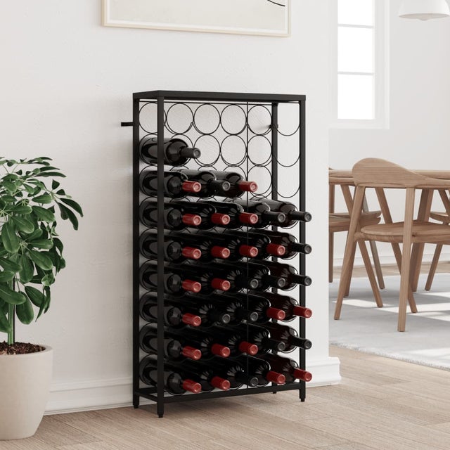 Range-Bouteilles Design Noir Métal & Bois - 6 Bouteilles - Atmosphera - Rangement Élégant Pour Cave Ou Cuisine