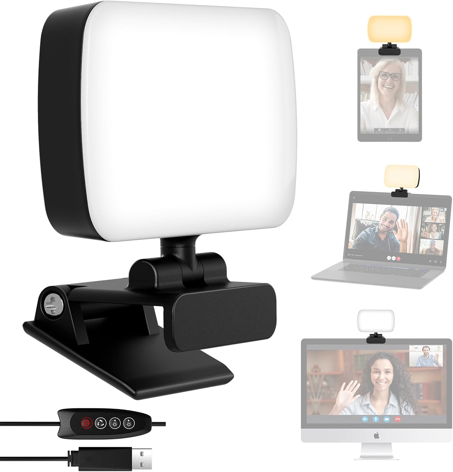 Lumière de Vidéoconférence, Panneau LED Light avec Clip, 120 LED et 3 ...