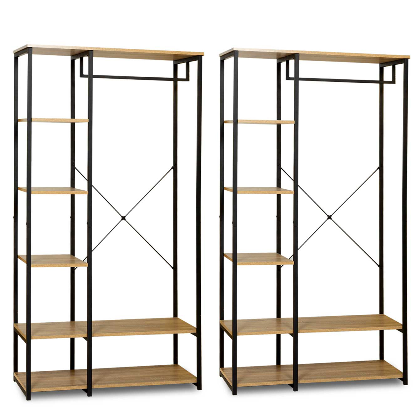 Dressing modulable double penderie étagère L. 180 cm DETROIT design industriel - 3