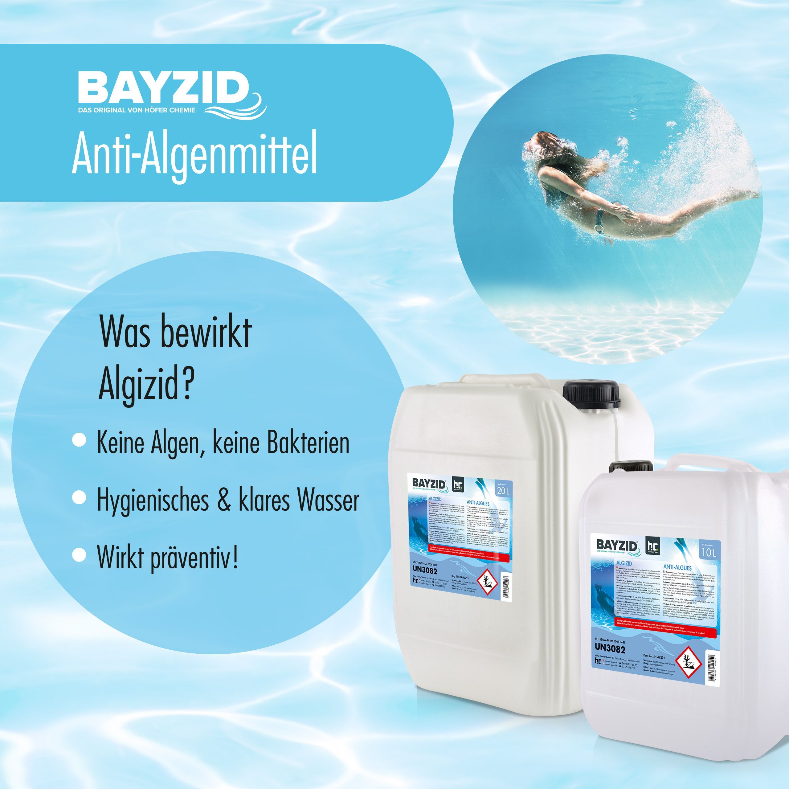 2 x Anti-algues BAYZID® en bidon de 5 L - 4