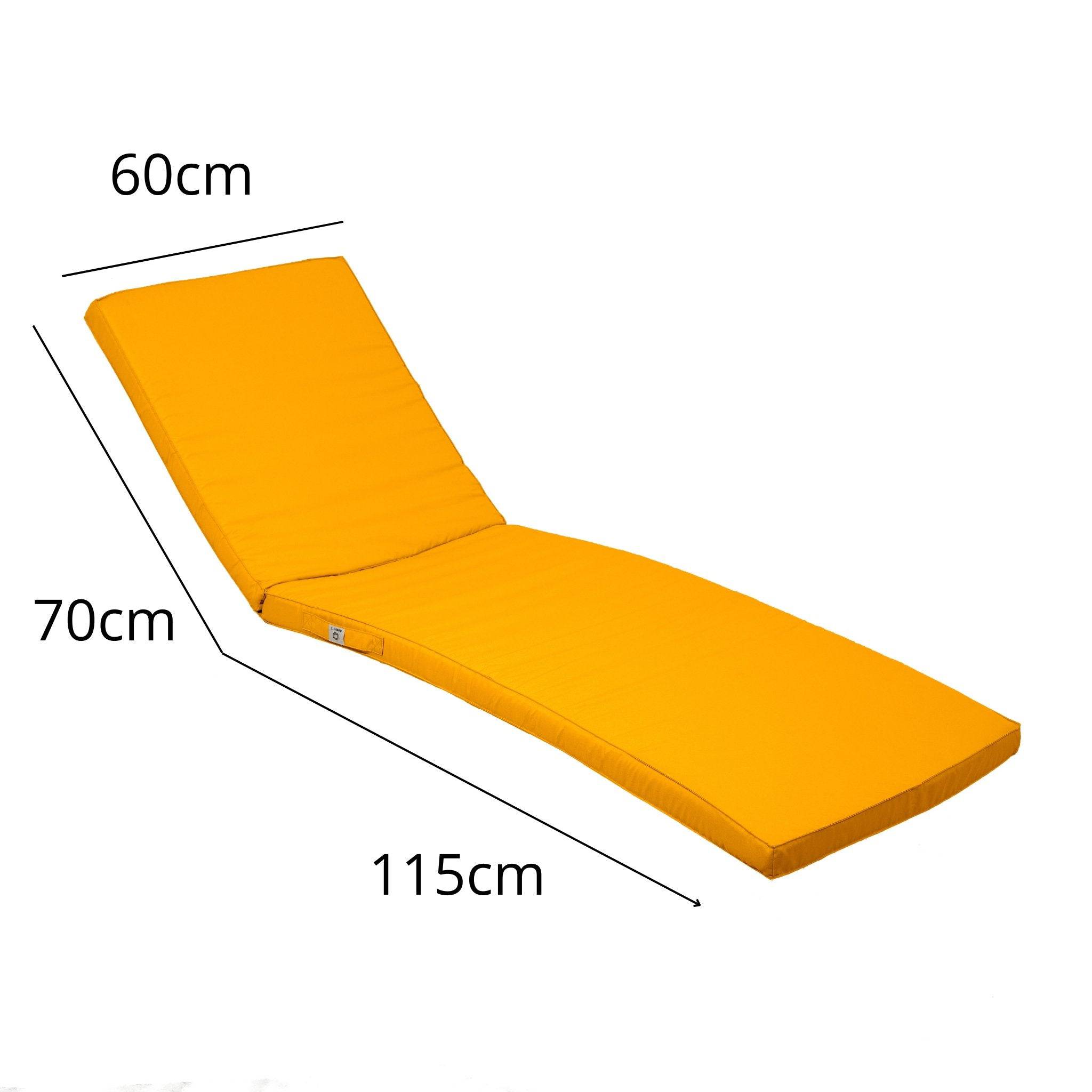 Coussin pour transat déhoussable 185x55x4cm jaune - 5