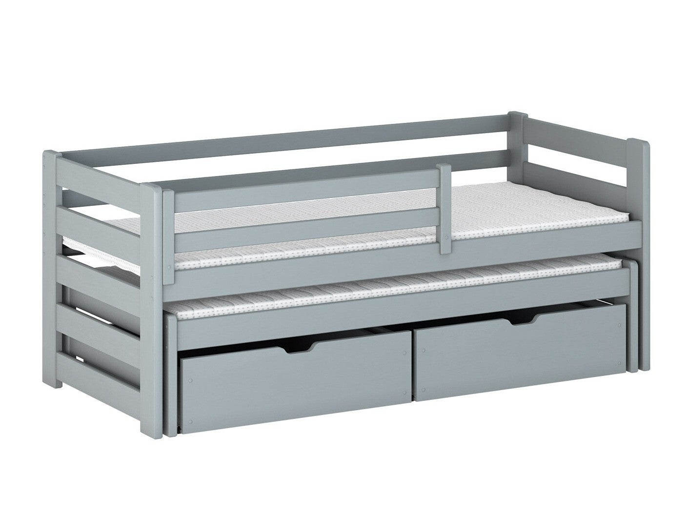 Lit Vista 113, Unique, Simple avec un lit gigogne supplémentaire, Gris ...
