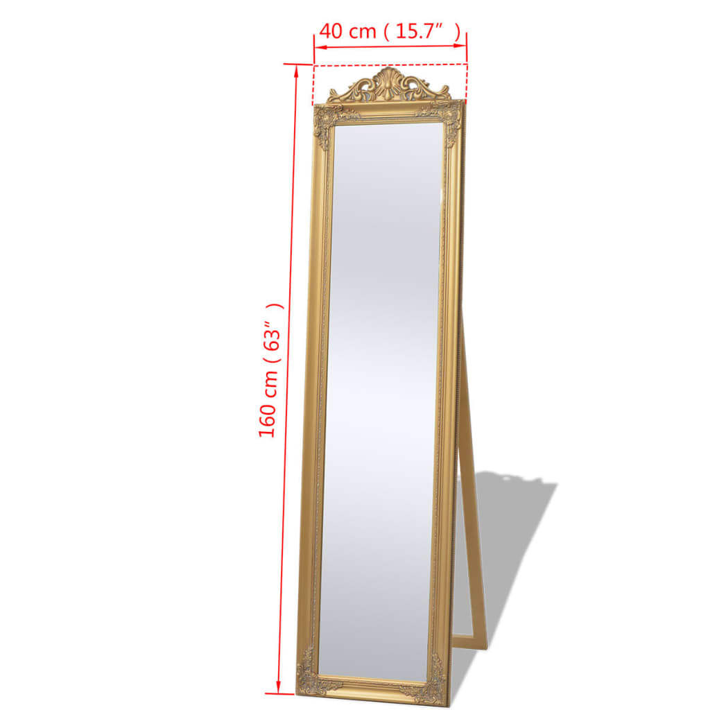 Miroir sur pied Style baroque 160x40 cm Doré - 6