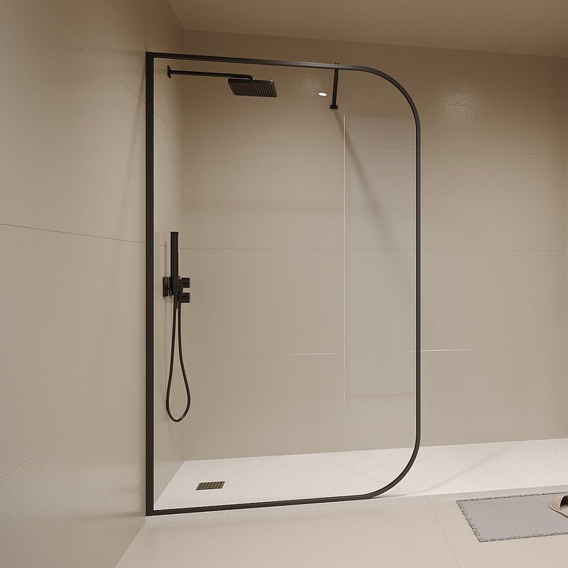 Ścianka prysznicowa zaokrąglona do kabiny walk-in - 120 x 200 cm - Czarny mat - DOUYANO