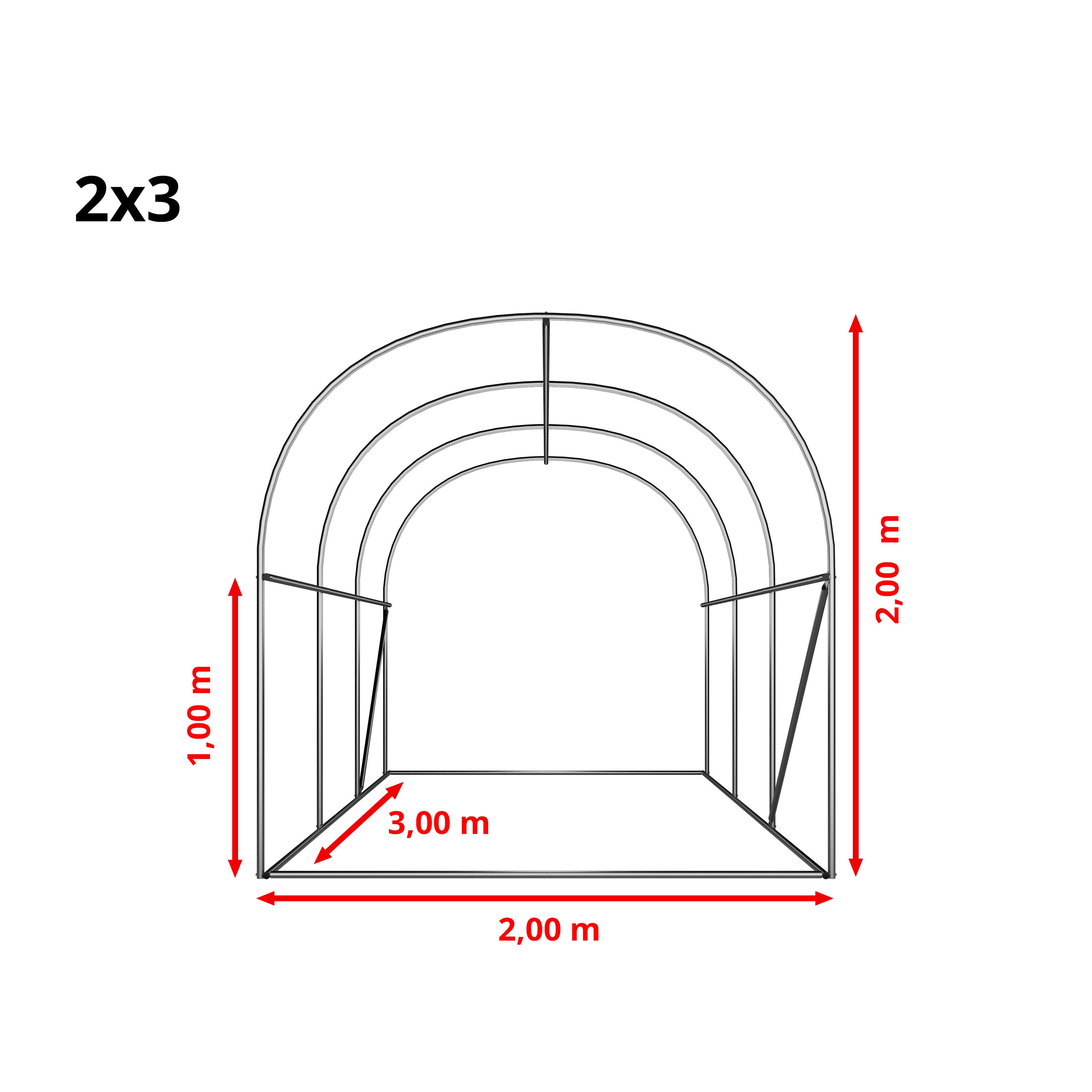 TOOLPORT Serre de Jardin Serre Tunnel Plastique Robuste 2x3m - Bâche PE 180g/m² vert transparent - 2