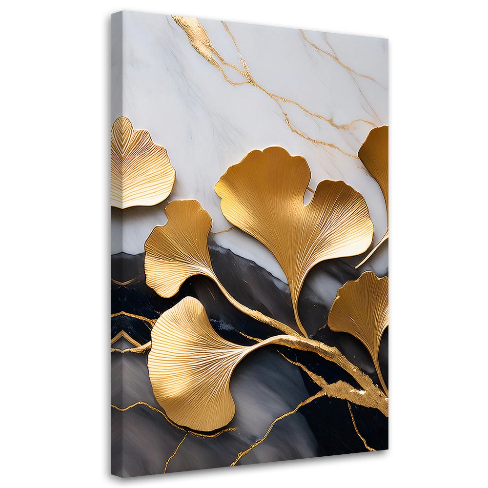 Obraz nowoczesny, Kwiaty Ginko Glamour Marmur 80x120