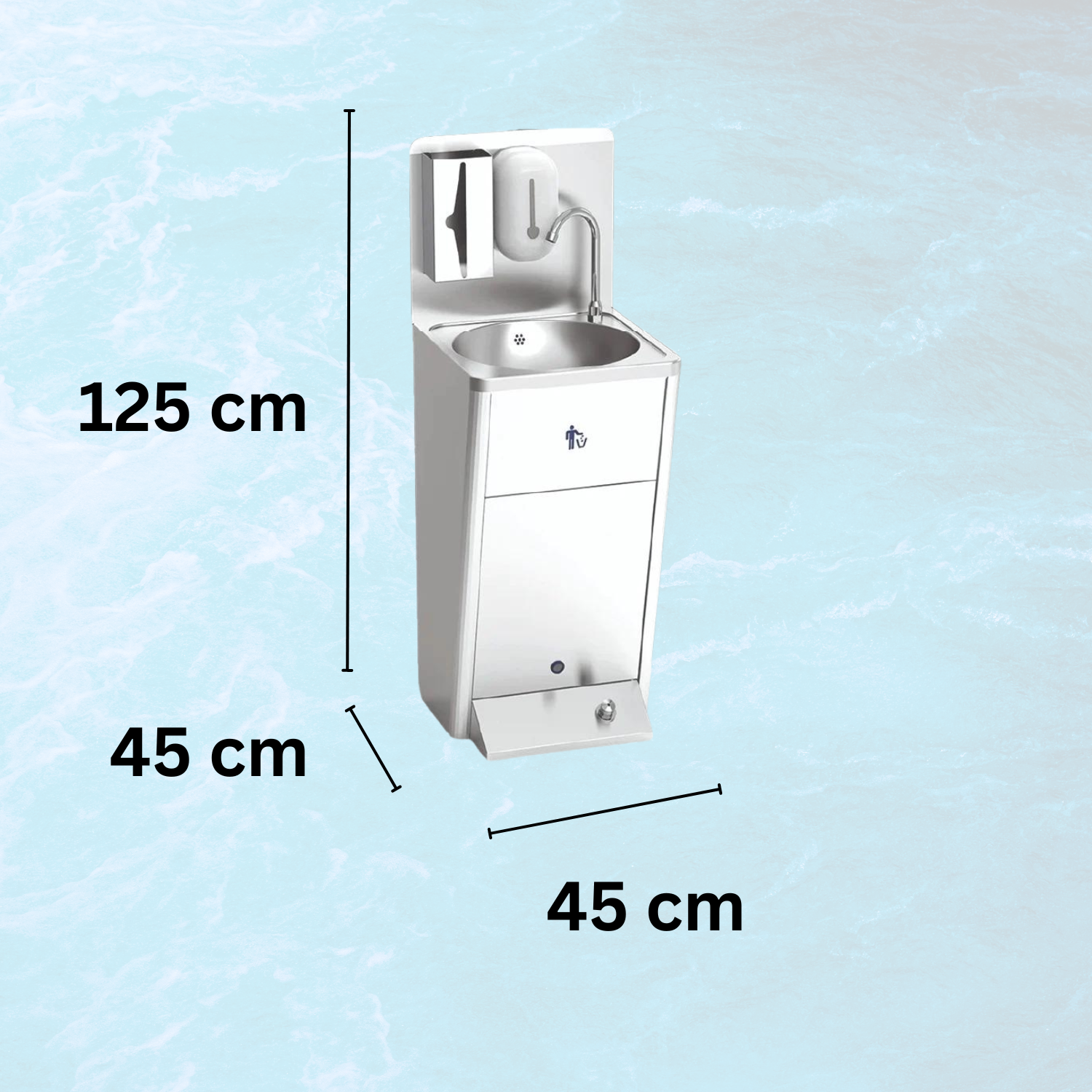 Lavello a Colonna Acciaio Inox Azionamento Con Pulsante a Piede (non Autonomo) Professionale da Collegare a Rete Idrica Completo di Accessori. - 5