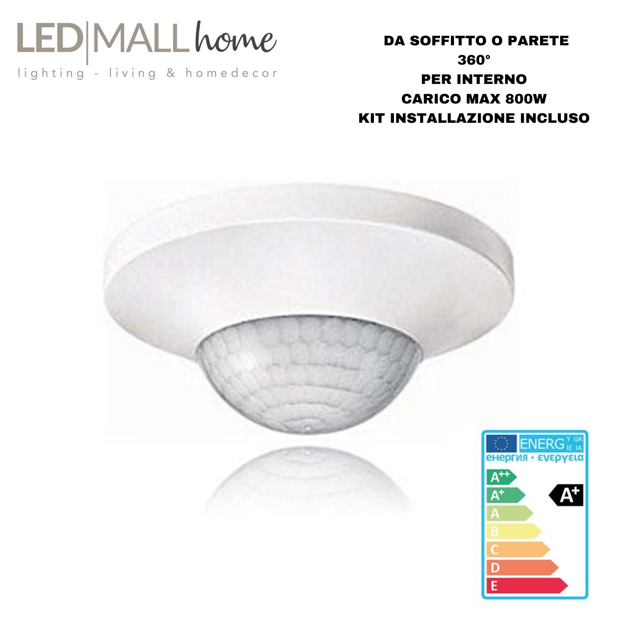 Sensore Movimento a soffitto Infrarossi Pir Crepuscolare Rileva Presenza Luci Lampade Lampadine Faretti led alogeni - 2