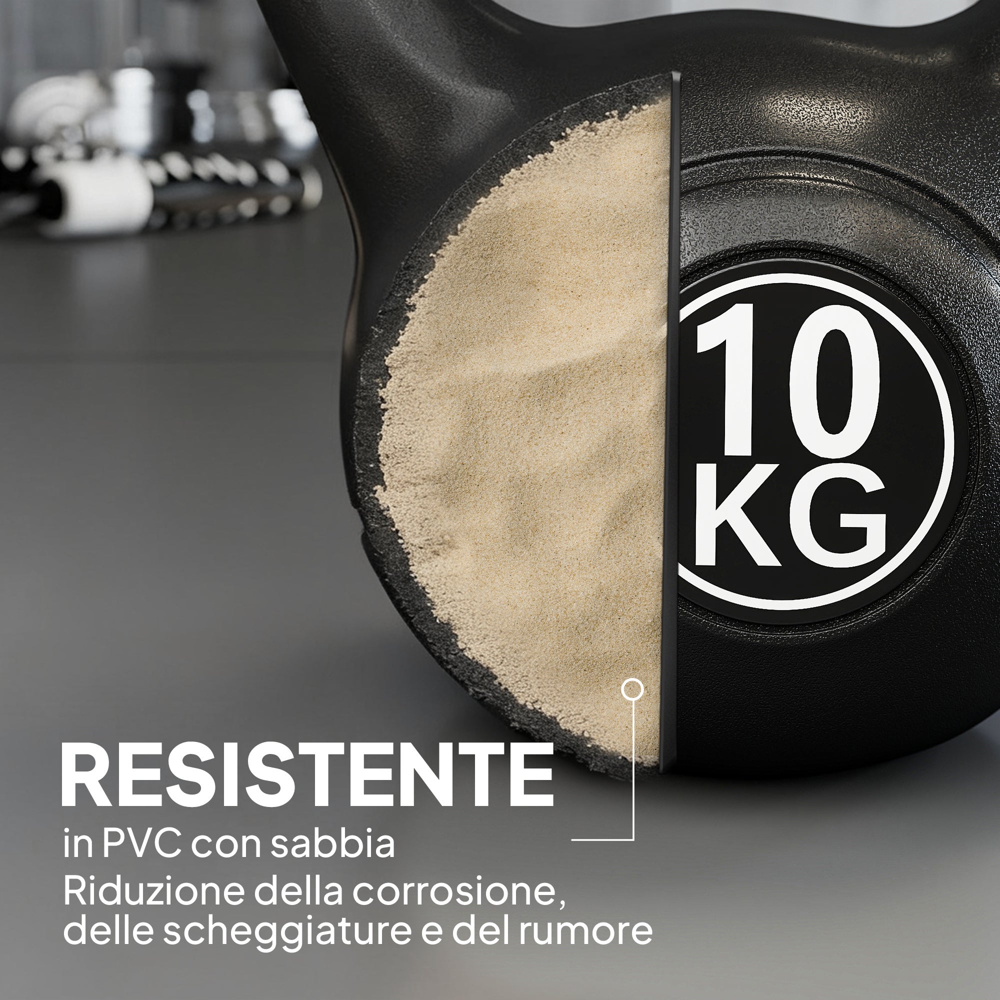 Kettlebell10kg esporte base placa punho 25x19x28cm home gym ginásio - 7