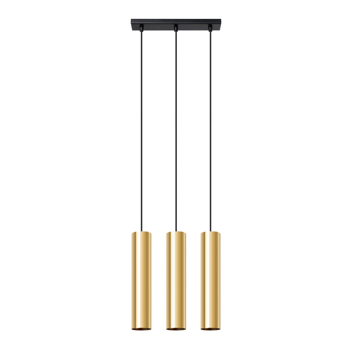 Lampa wisząca Lagos złoty połysk 3xGU10x10W tuba wym: 90 x 45 x 5 cm metal Sollux Lighting