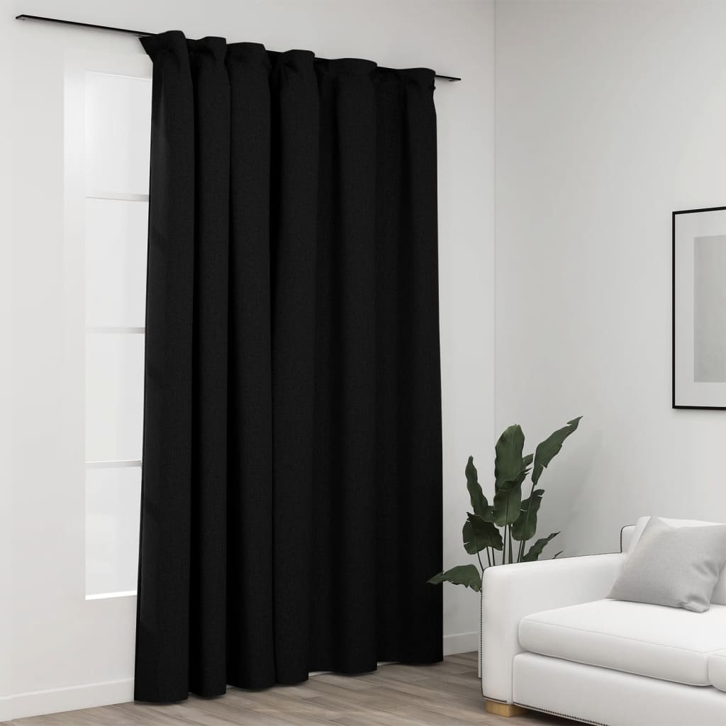 Maison exclusive - cortina opaca con ganchos look de lino gris antracita 290x245cm