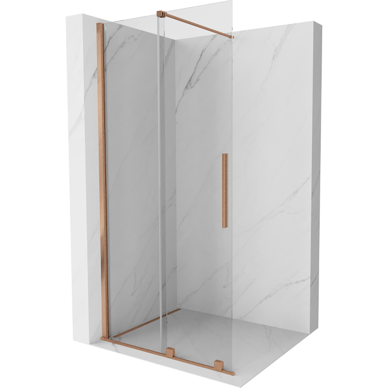 Mexen Velar ścianka prysznicowa rozsuwana Walk-in 120 x 200 cm, transparent 8 mm, miedź szczotkowana - 871-120-000-03-65