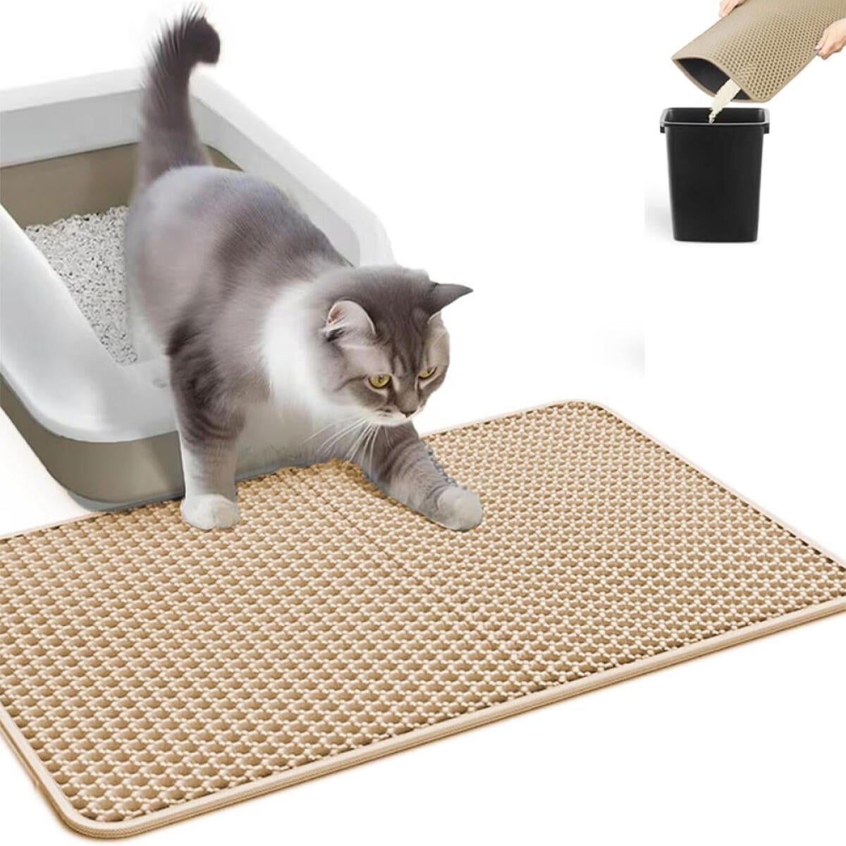 Tapis de litière pour chat, tapis de litière double couche, imperméable — free download