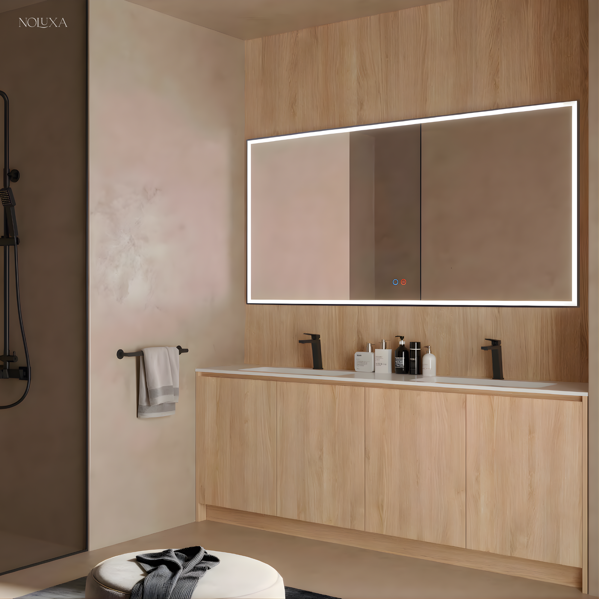 LEDIMEX - Miroir de salle de bain avec lumière | Grand miroir de salle de bain | Miroir anti-buée LED | Miroir mural carré 70x80cm - 9