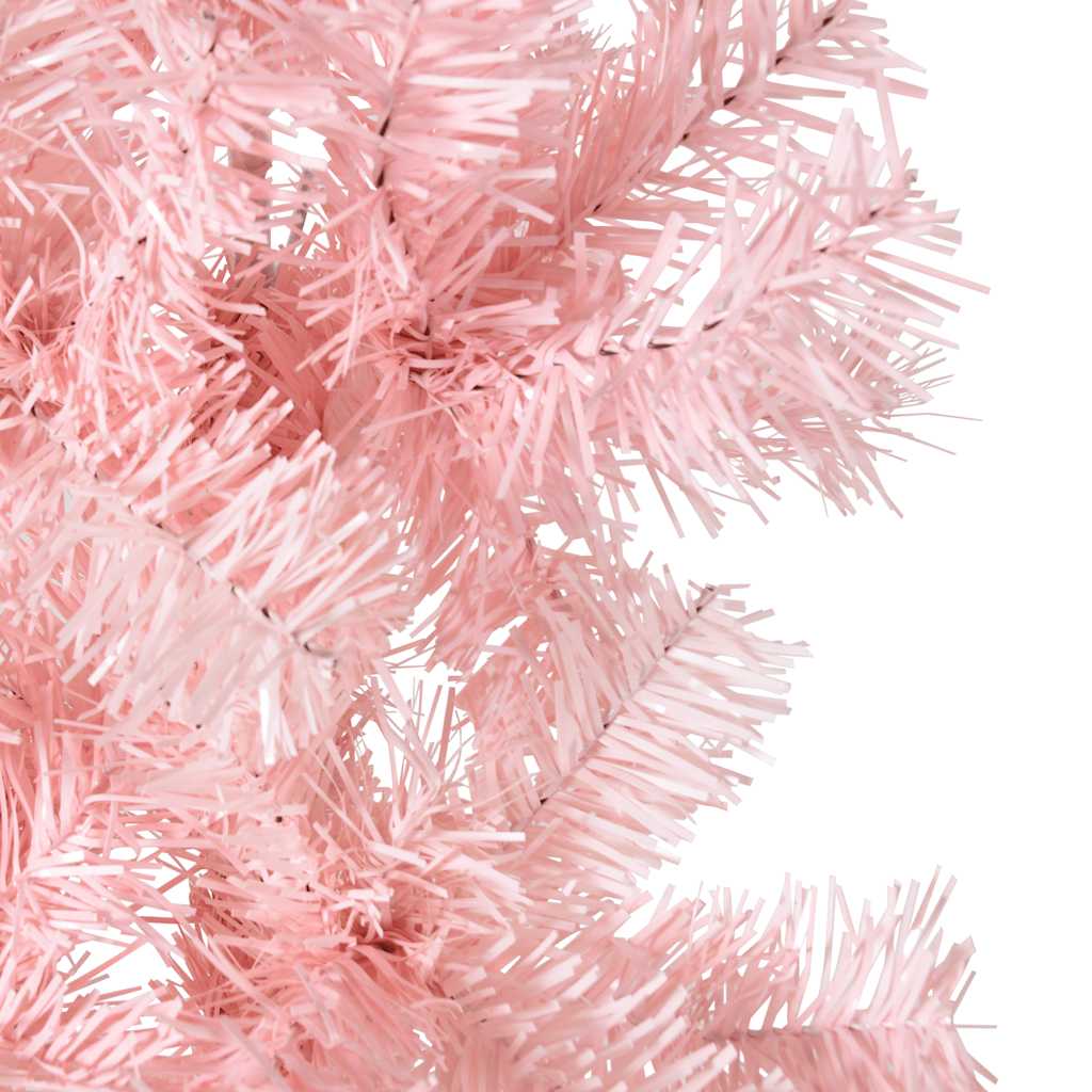 Albero Natale Artificiale Sottile a Metà e Supporto Rosa 120 cm vidaXL - 8