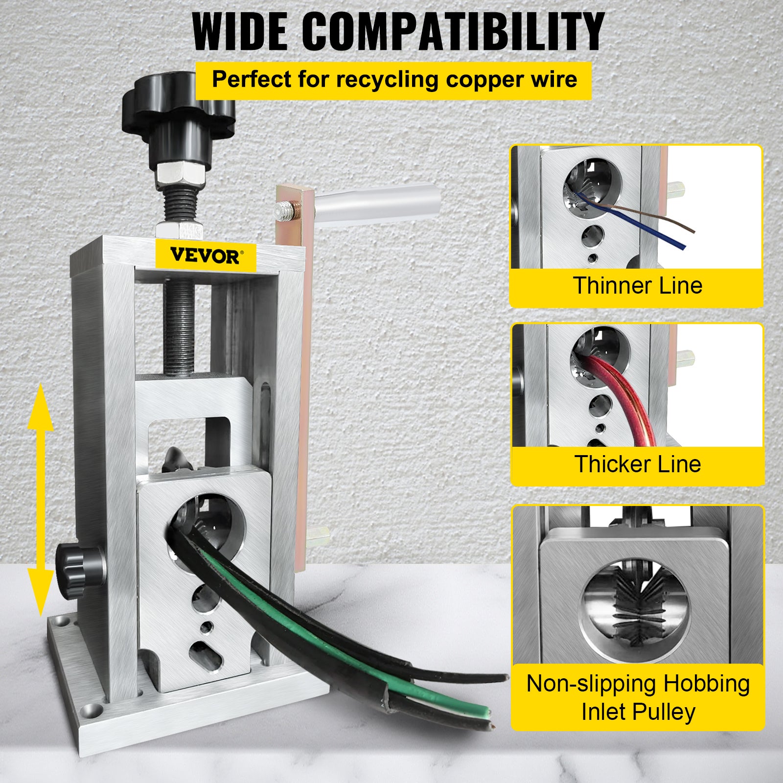 Machine à Dénuder Manuelle VEVOR 1.5-40mm Machine à Dépouillement à Câbles pour Retirer L'isolant En Plastique Et En Caoutchouc D'un Fil De Ferraille - 4