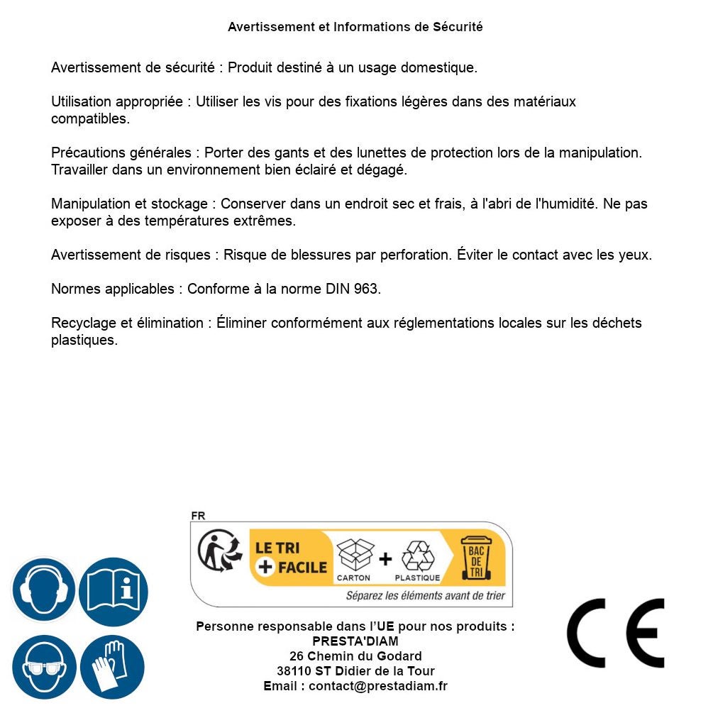 200 Vis Métaux Tête Fraisée Fendue 4 x 25 mm - DIN 963 - Polyamide - D-Work - 3