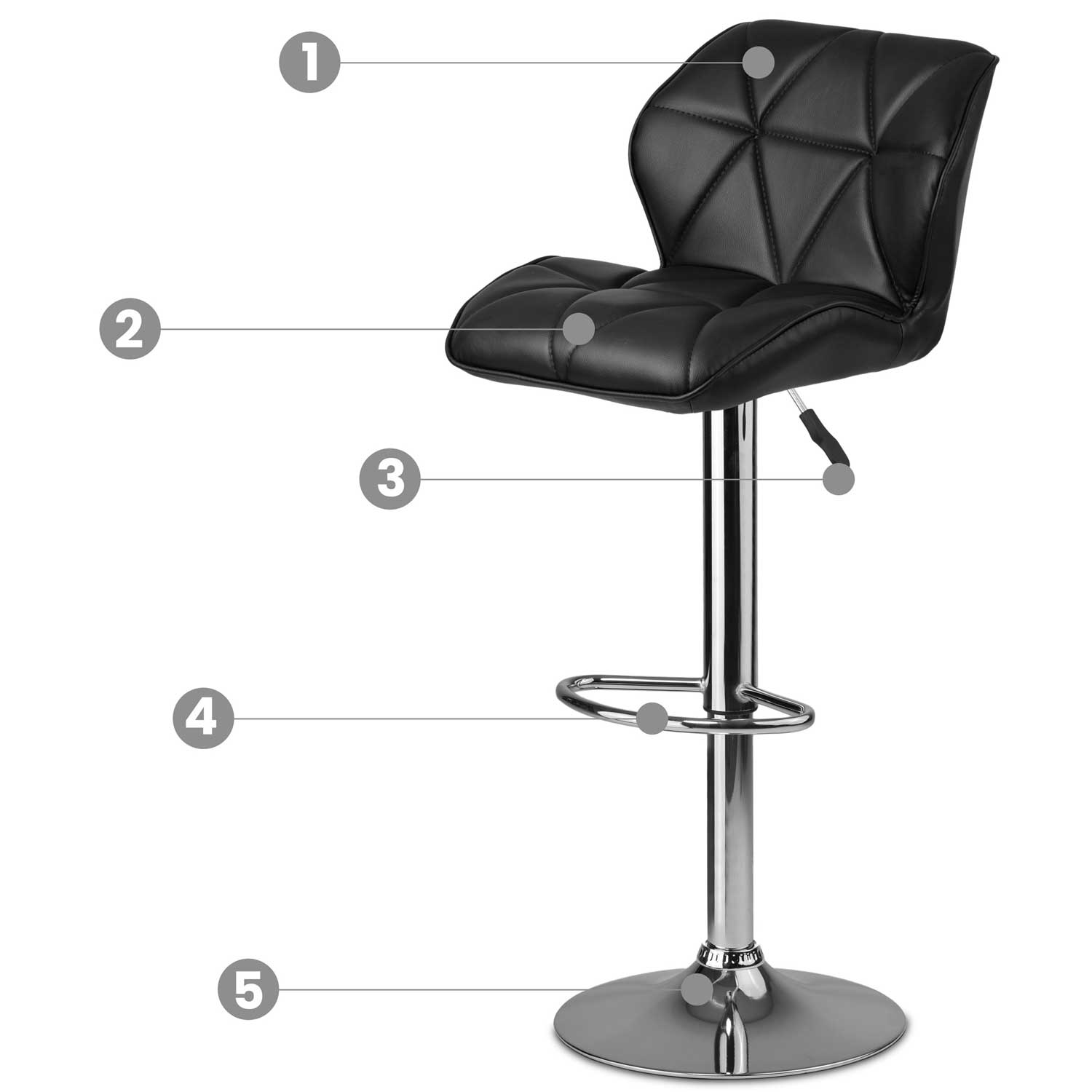 Hoker krzesło barowe obrotowe regulowane czarne – 2 sztuki Sofotel - 8