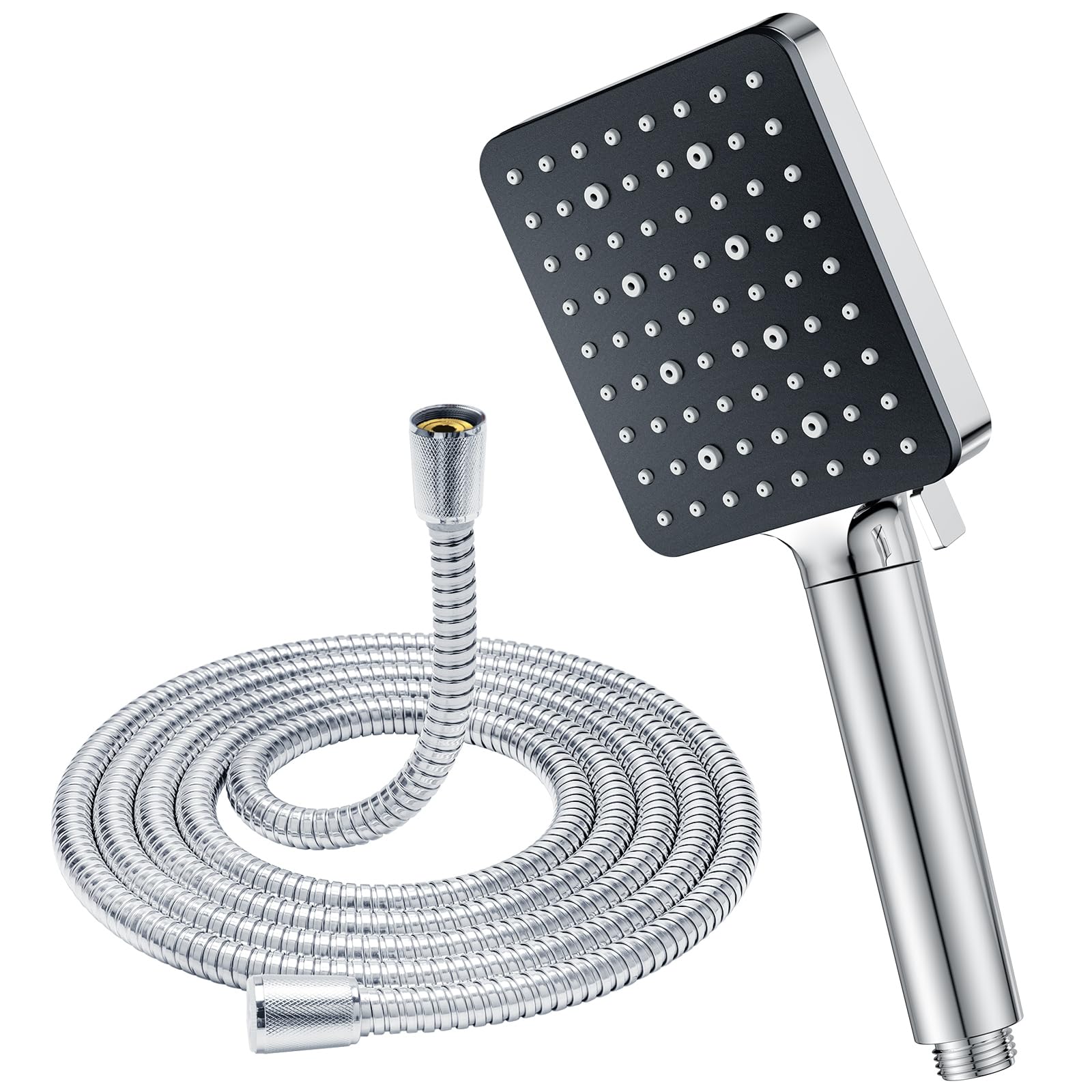 YEAUPE Soffione Doccia Anticalcare Con Tubo 1,6m, 6 Tipi Di Getto, Grande (⌀130 mm), Alta Pressione, Cromo
