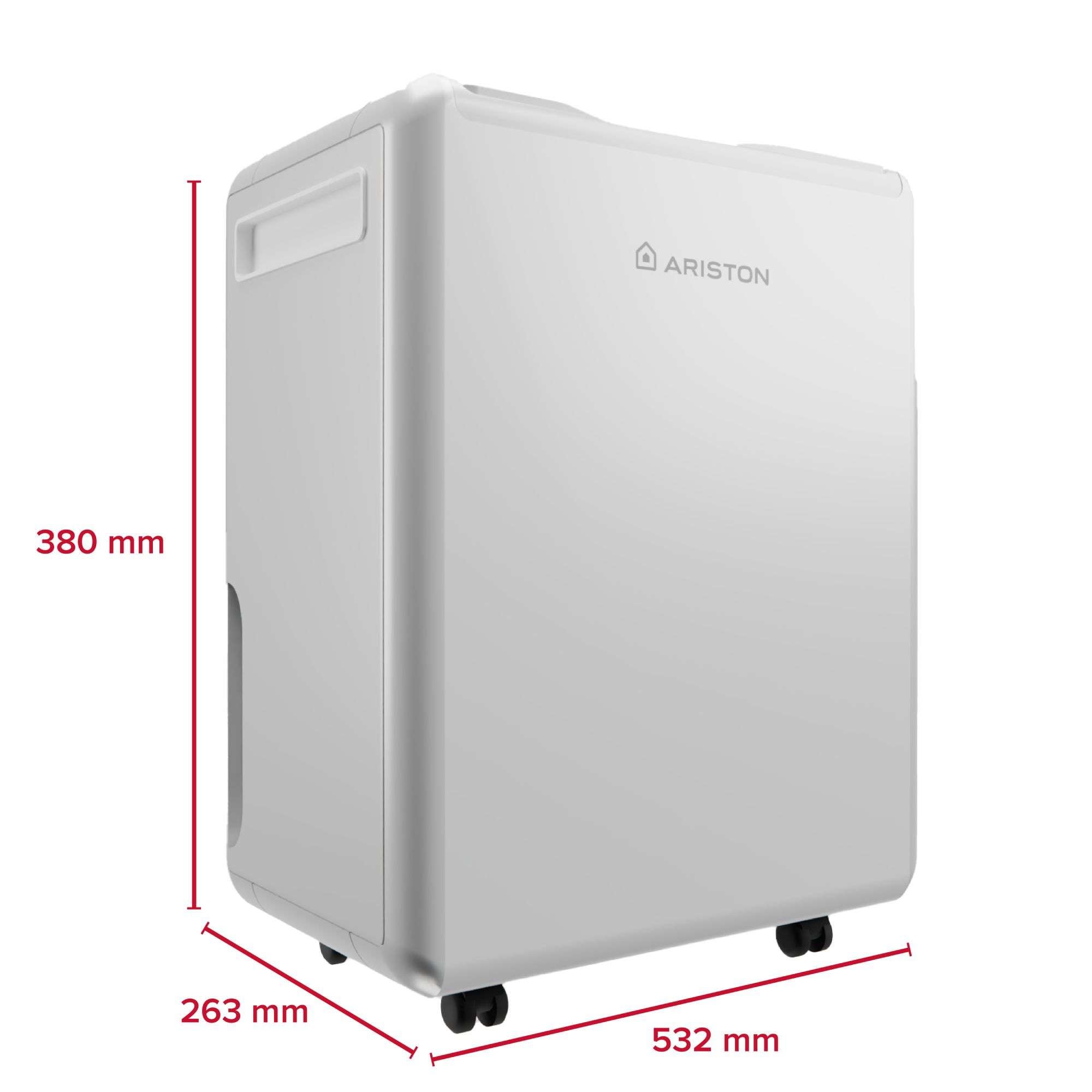 Ariston Deos Evo 12 - Déshumidificateur d'Air - Elimine l'humidité jusqu'à 12L/jour - Silencieux - Idéal Pièces jusqu'à 35 m² - 6