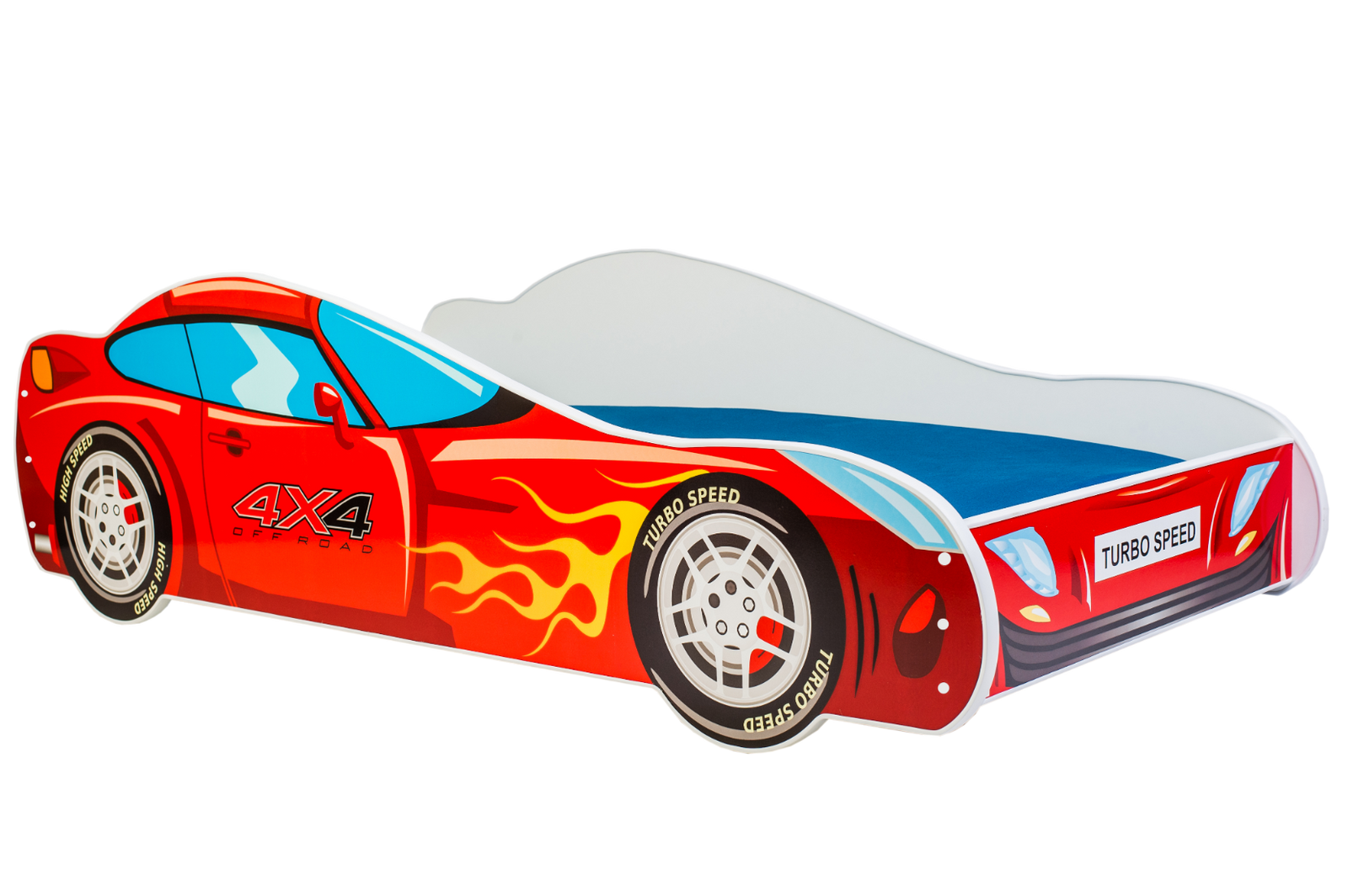 Łóżko Dziecięce w Kształcie Samochodu 4x4 Czerwone 160x80 cm z Materacem – Sportowy Design dla Dzieci, Solidna Konstrukcja, Łatwy Montaż