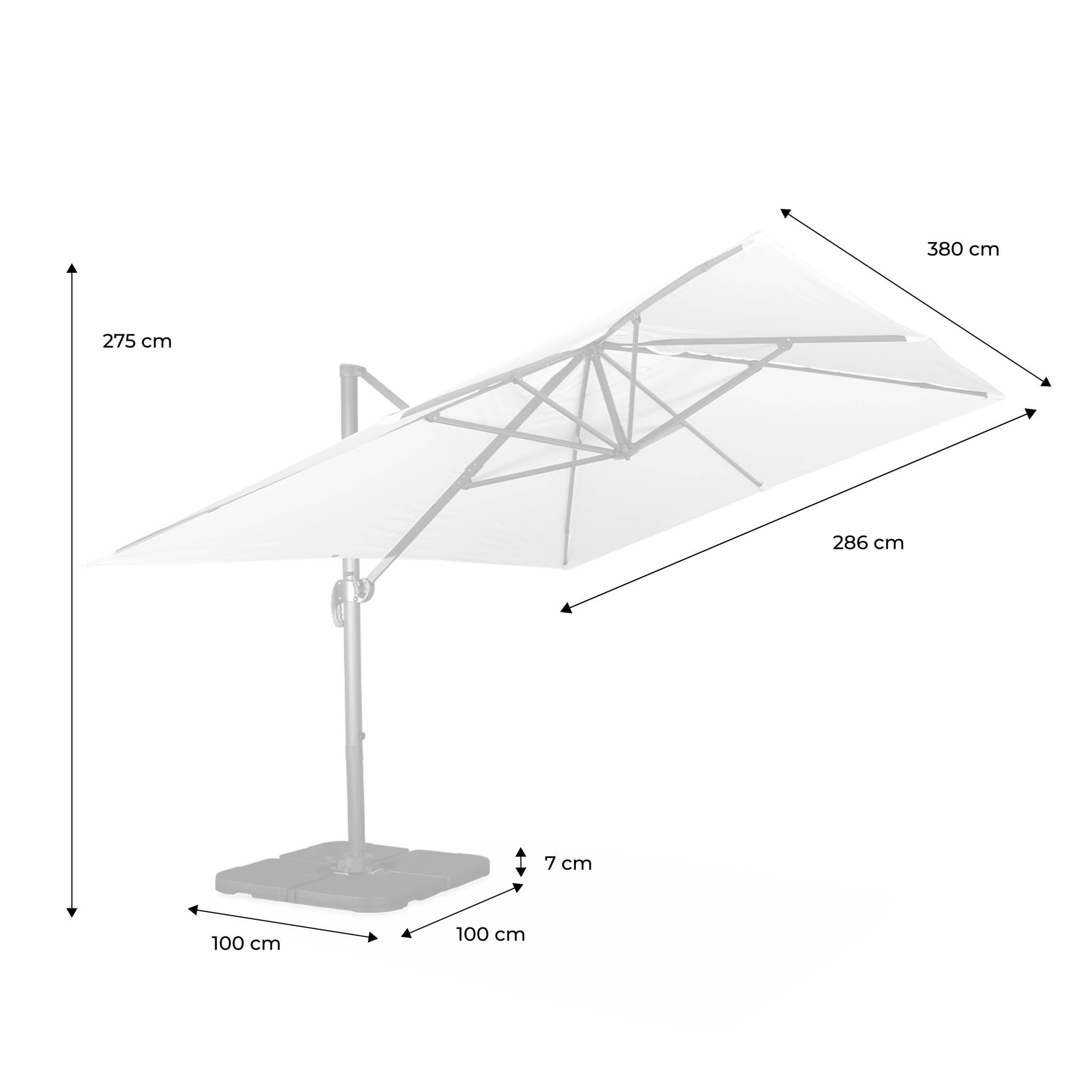 Parasol déporté rectangulaire beige 3x4m + dalles à lester 50x50cm WIMEREUX + DALLES 50X50CM - 9
