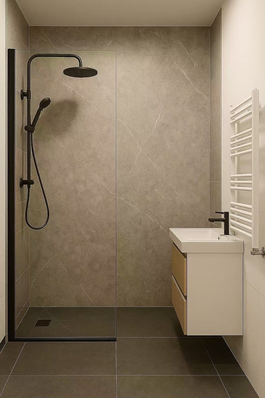 Panneau mural PVC 260 x 120 cm – 4 parties à assembler – effet marbre gris mat – ép. 3 mm – 3,12 m² – Panneau mural douche – Decopine - 5