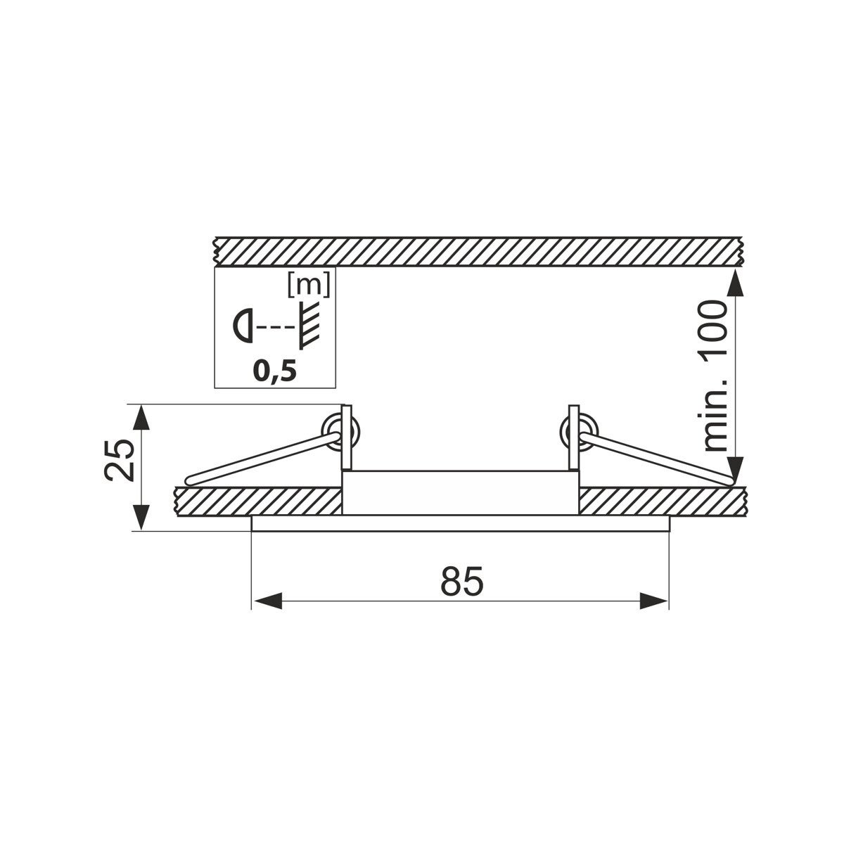 Oprawa sufitowa wpuszczana oczko szczotkowany srebrny 1xGU10x50W okrągła ruchoma IP20 wym: 2,5 x 8,5 x 8,5 cm aluminium IdeaLED - 2