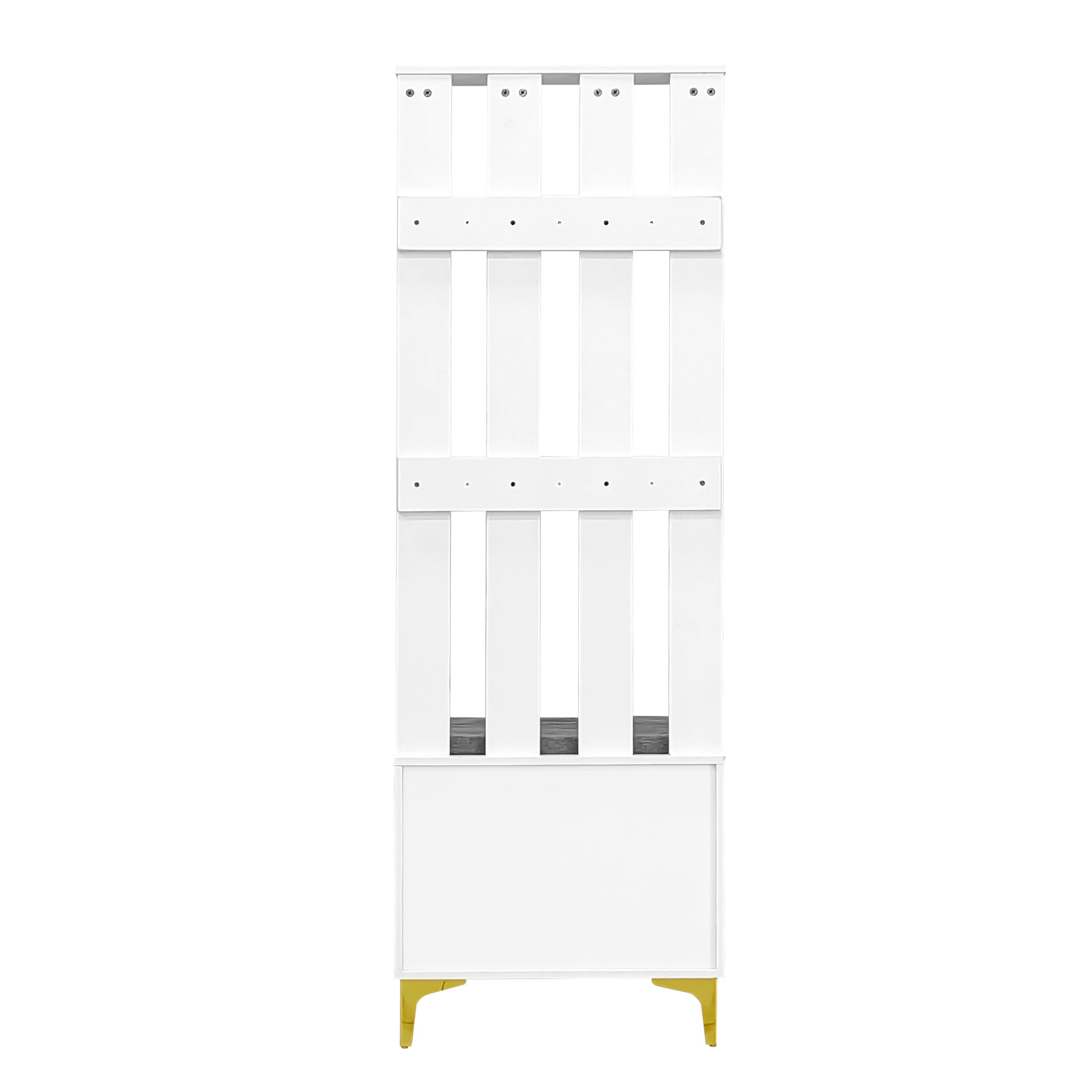 Vestiaire avec porte-manteau et un banc à chaussures - 60,5x35,2x180,5 cm - Panneau de particules - Blanc - 9