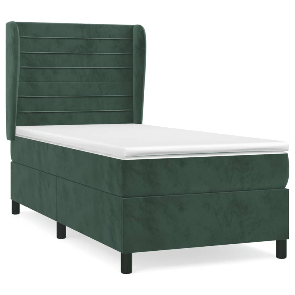 Maison Exclusive - Sommier à lattes de lit avec matelas Vert foncé 90x190 cm - 2