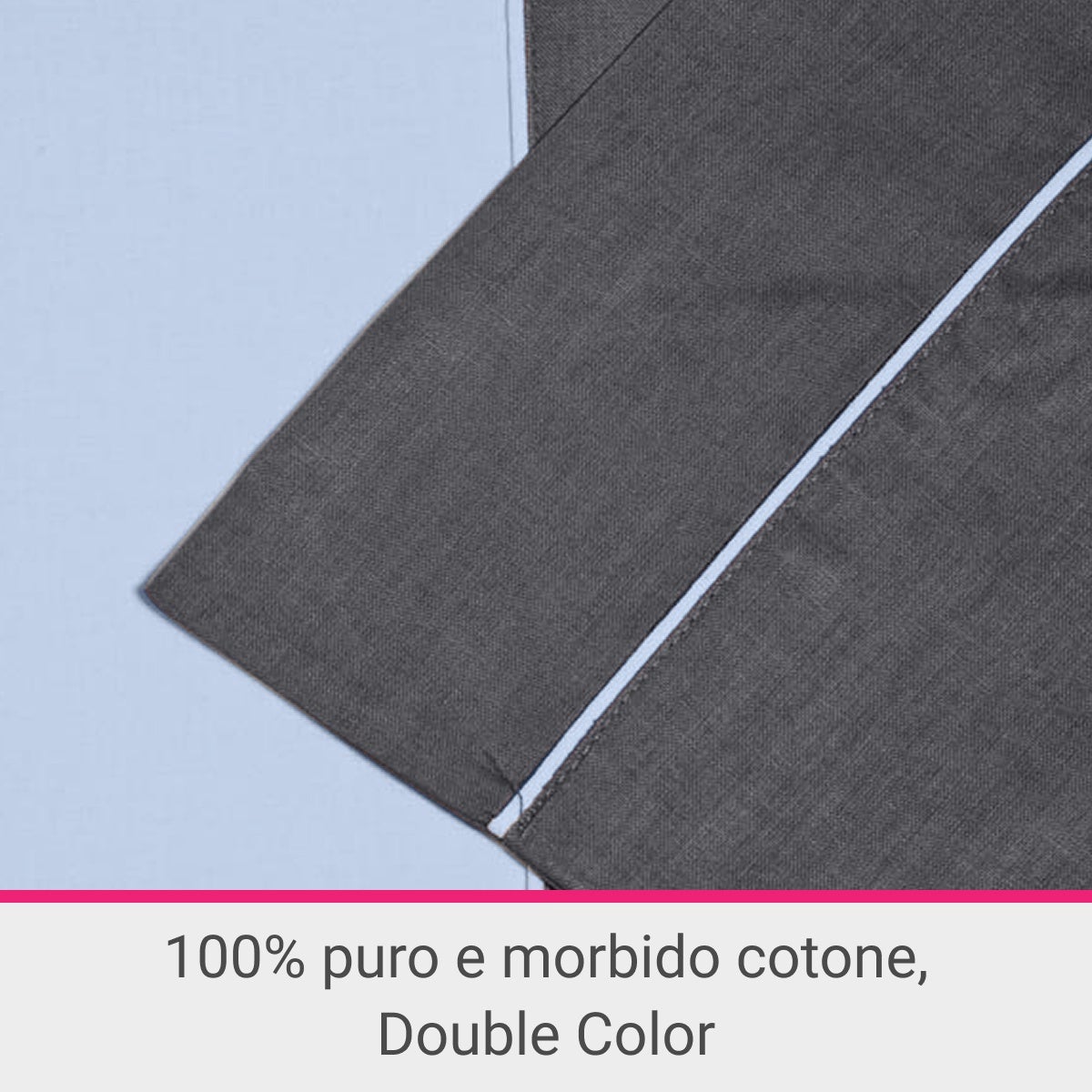 IPERSAN Parure Copripiumino Double-Color in 100% puro cotone, 1 Piazza e mezzo, tinta unita, Grigio/Azzurro - 4