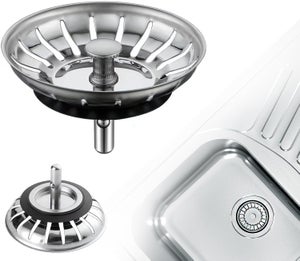 2 filtri per scarico per lavello tappo, filtro per lavello da cucina in acciaio inox, diametro 80 mm