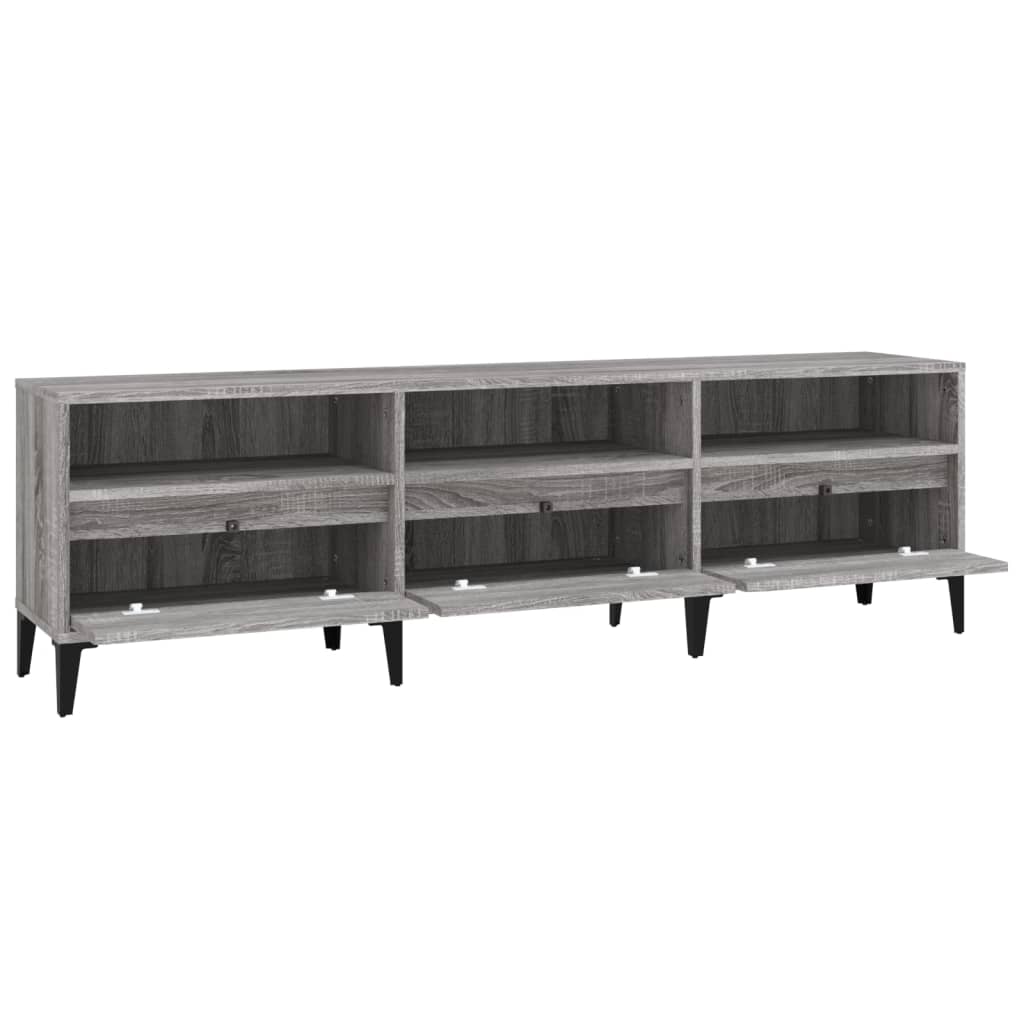 Meuble TV sonoma gris 150x30x44,5 bois d'ingénierie - 7